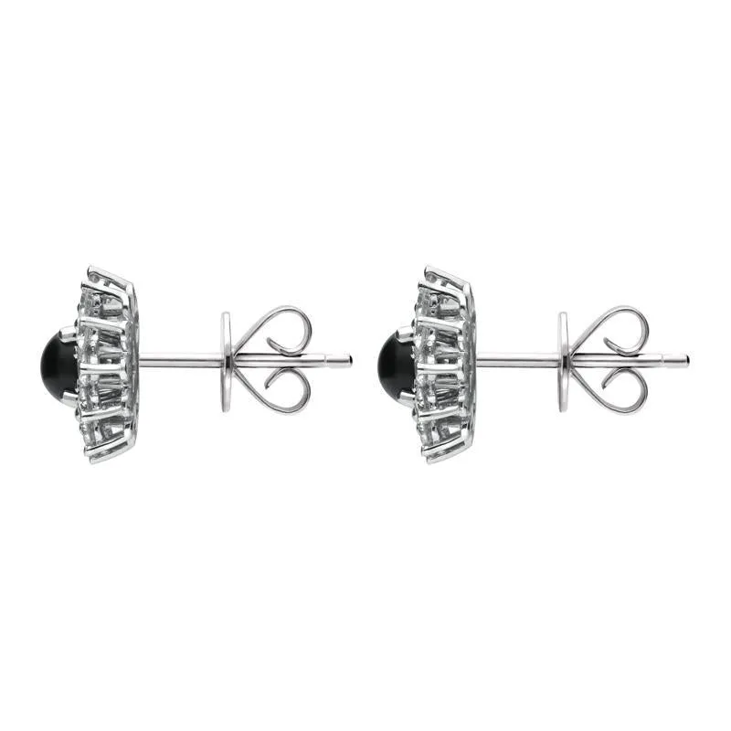 18ct White Gold Whitby Jet 0.65ct Diamond Round 2 in 1 Stud Earrings