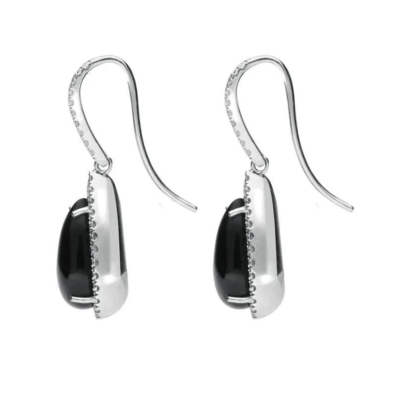 18ct White Gold Whitby Jet 0.73ct Diamond Pear Drop Earrings
