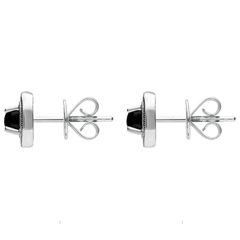 18ct White Gold Whitby Jet and Diamond Stud Earrings