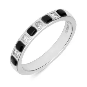 18ct White Gold Whitby Jet Diamond Half Eternity Ring
