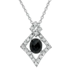 18ct White Gold Whitby Jet Diamond Pave Set Faceted Necklace D