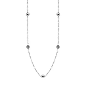 18ct White Gold Whitby Jet Heart Link Disc Chain Necklace
