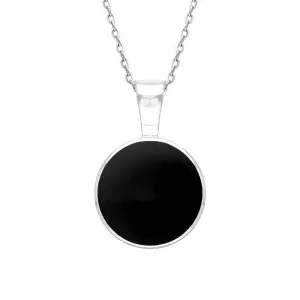 18ct White Gold Whitby Jet Heritage Round Necklace