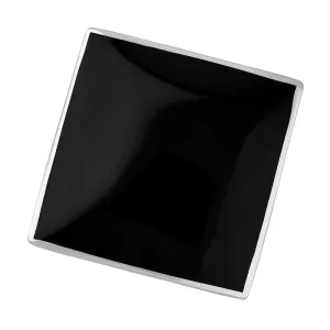 18ct White Gold Whitby Jet King's Coronation Hallmark Large Rhombus Ring D