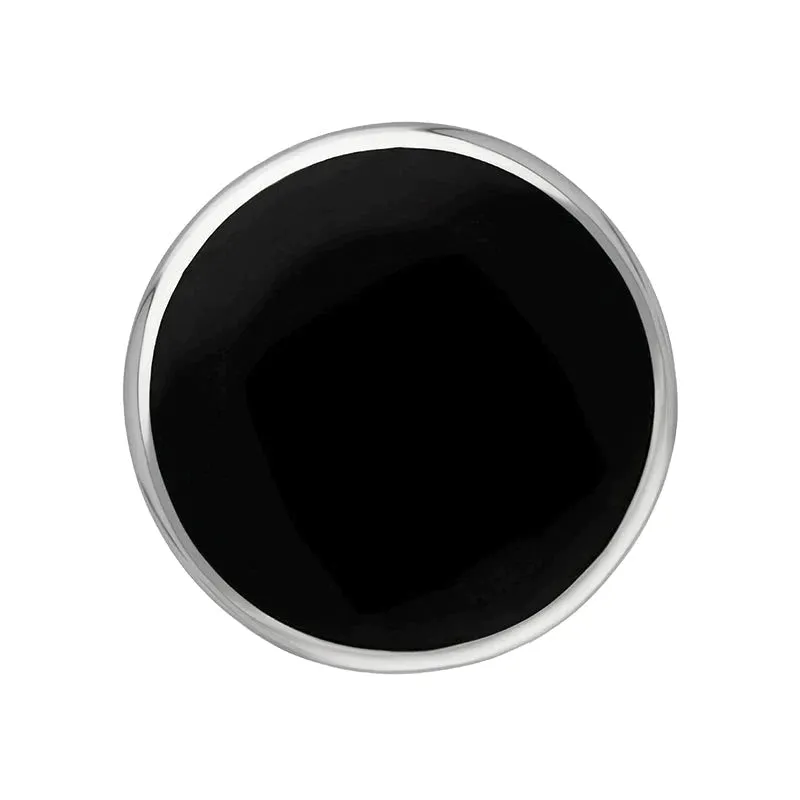 18ct White Gold Whitby Jet King's Coronation Hallmark Small Round Ring D
