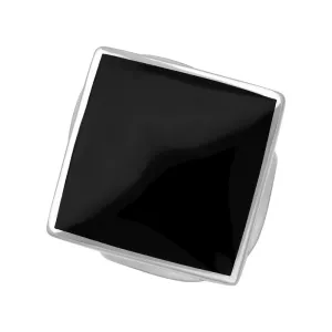 18ct White Gold Whitby Jet Queen's Jubilee Hallmark Medium Rhombus Ring D
