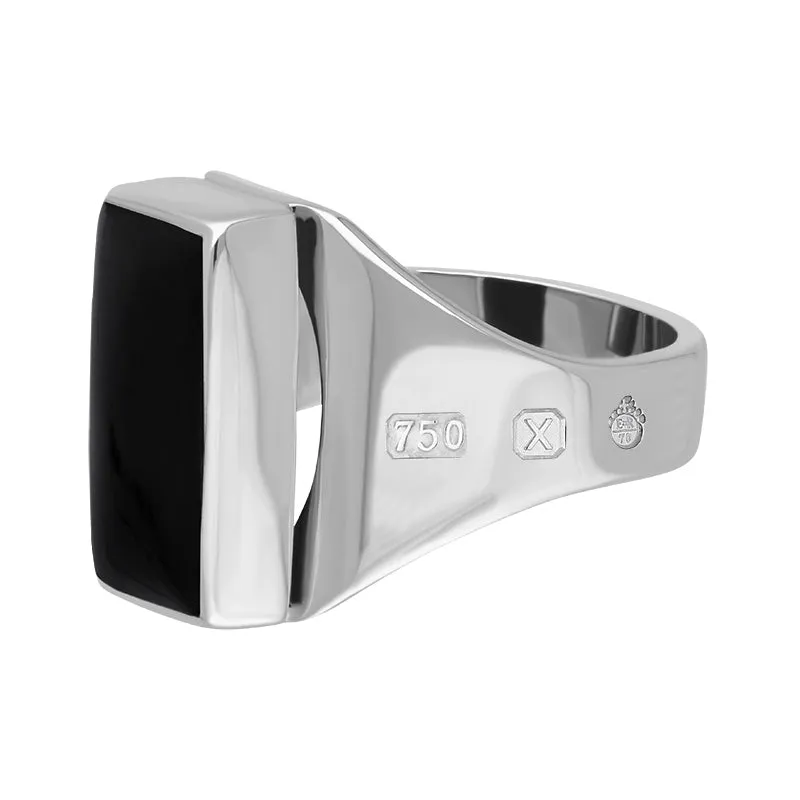 18ct White Gold Whitby Jet Queen's Jubilee Hallmark Small Oblong Ring D