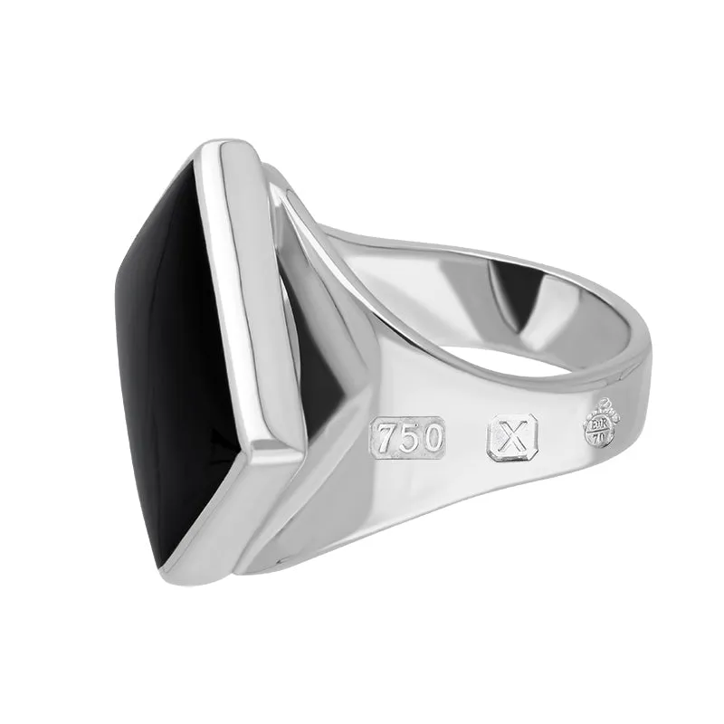 18ct White Gold Whitby Jet Queen's Jubilee Hallmark Small Rhombus Ring D