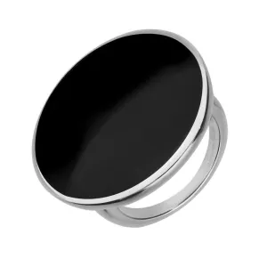 18ct White Gold Whitby Jet Round Ring
