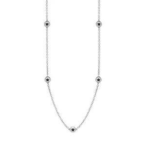 18ct White Gold Whitby Jet Star Link Disc Chain Necklace