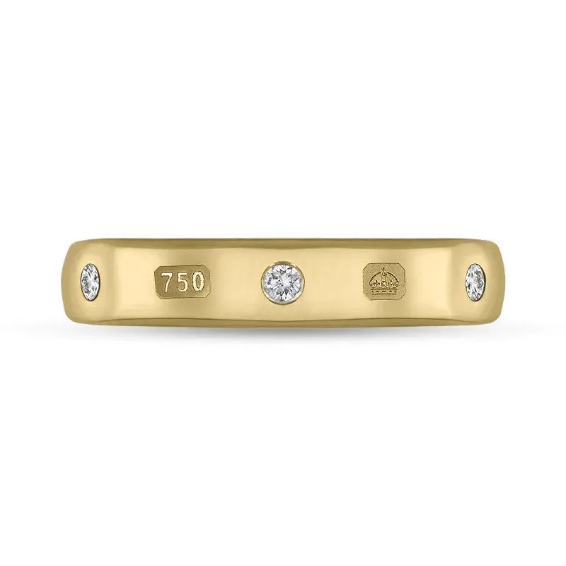 18ct Yellow Gold 0.15ct Diamond King's Coronation Hallmark 4mm Ring D