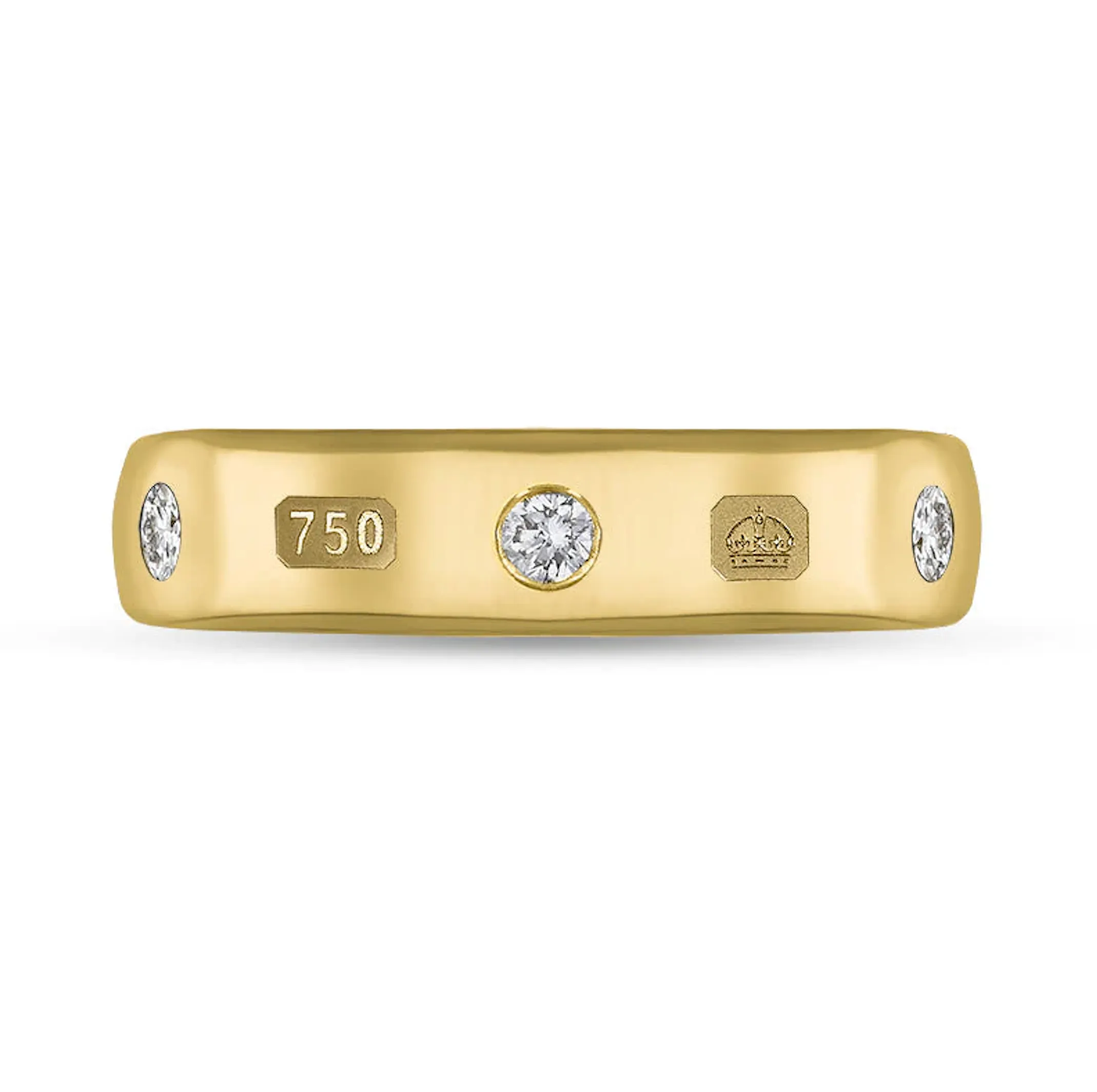 18ct Yellow Gold 0.15ct Diamond King's Coronation Hallmark 5mm Ring D