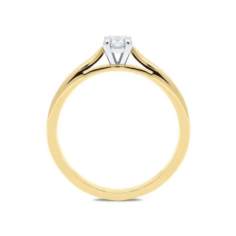 18ct Yellow Gold 0.16ct Diamond Brilliant Cut Solitaire Ring