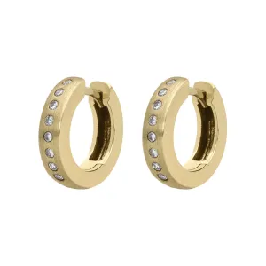 18ct Yellow Gold 0.19ct Diamond Brilliant Cut Satin Hoop Earrings