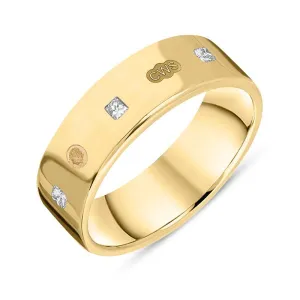 18ct Yellow Gold 0.36ct Diamond King's Coronation Hallmark Princess Cut 6mm Ring D