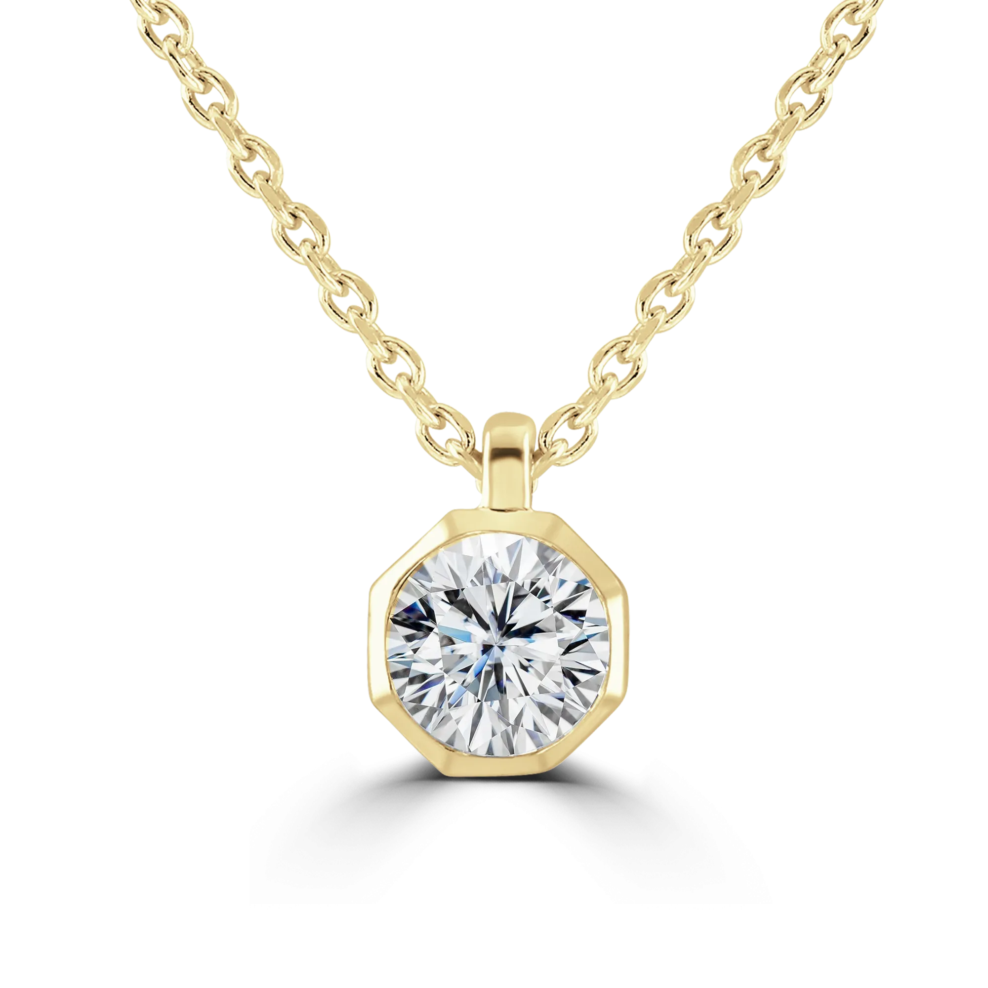 18ct Yellow Gold 0.40ct Lab Grown Diamond Solitaire Octagonal Necklace