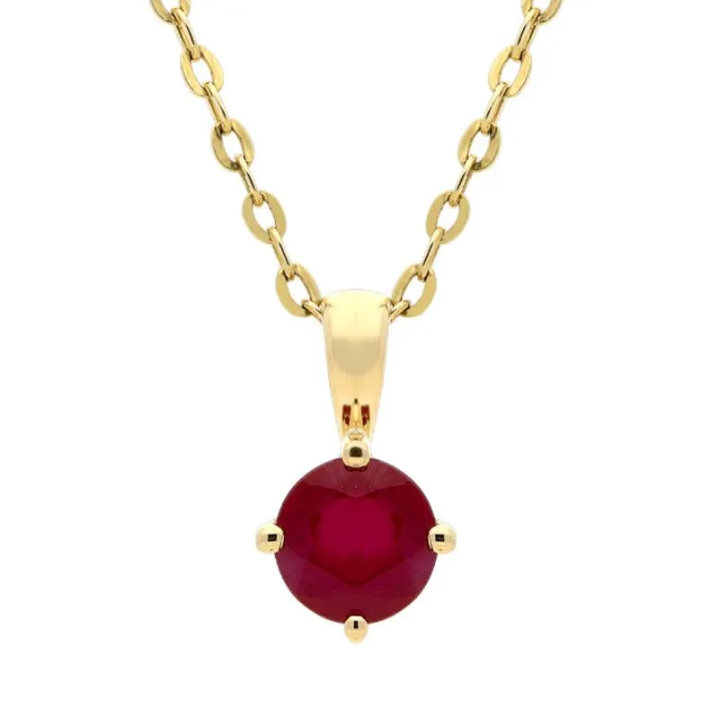 18ct Yellow Gold 0.60ct Ruby Round Cut Necklace