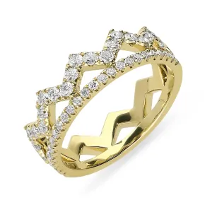 18ct Yellow Gold 0.69ct Diamond Zigzag Stacking Ring