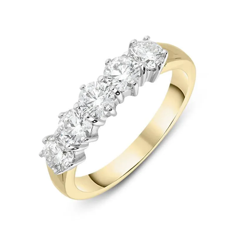 18ct Yellow Gold 1.00ct Diamond Claw Set Wedding Half Eternity Ring