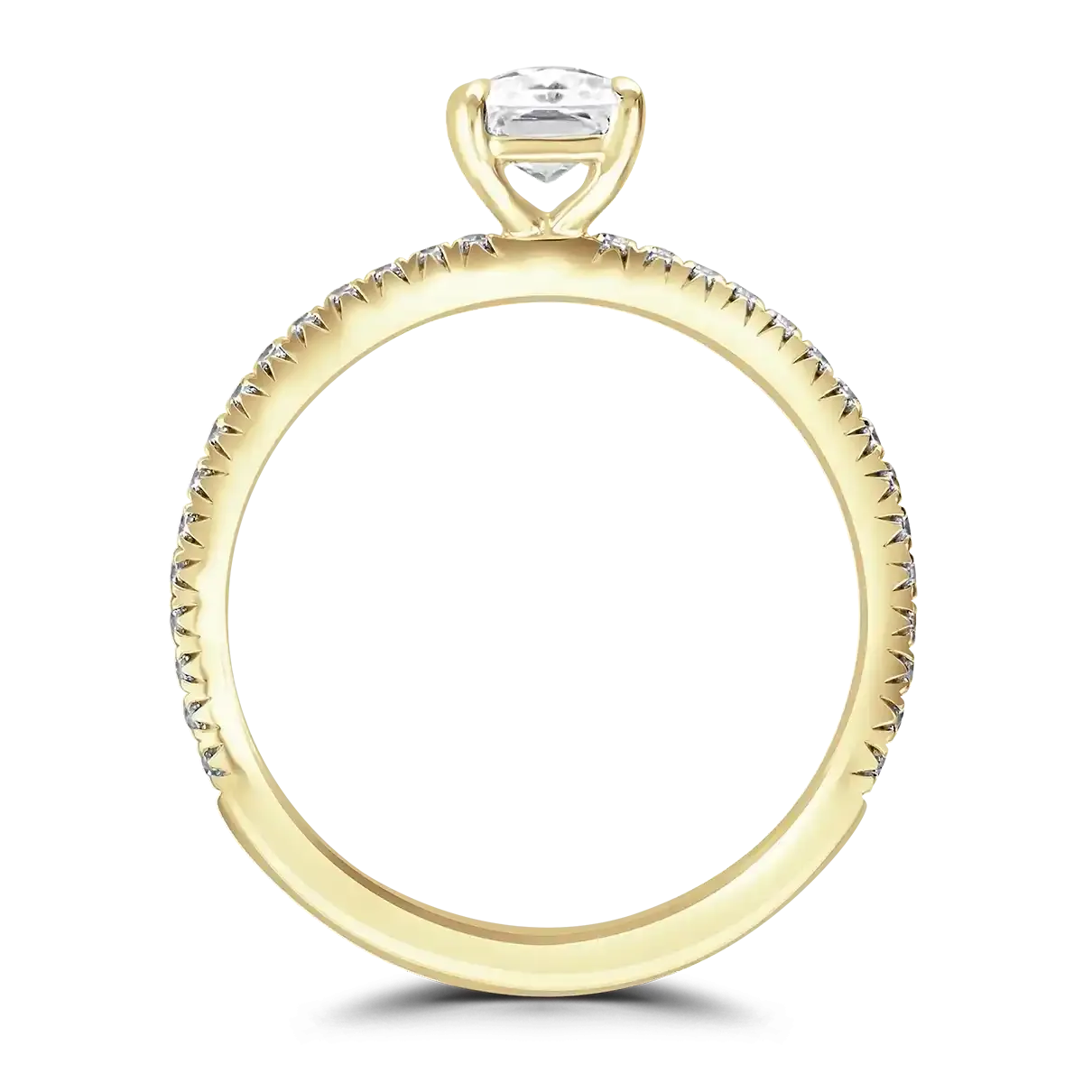 18ct Yellow Gold 1ct Radiant Cut Laboratory Grown Diamond Solitaire With Diamond Shoulders