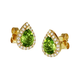 18ct Yellow Gold 2.52ct Peridot Diamond Stud Earrings