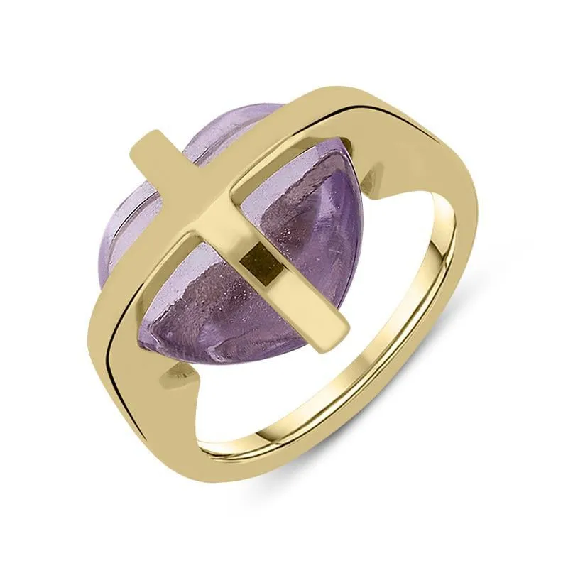 18ct Yellow Gold Amethyst Cross Heart Ring