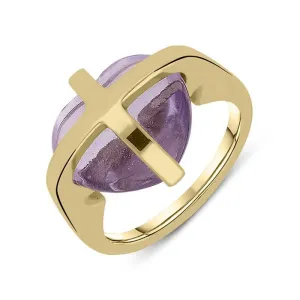 18ct Yellow Gold Amethyst Cross Heart Ring