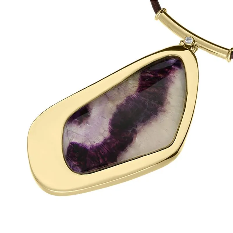 18ct Yellow Gold Blue John 0.15ct Diamond Unique Necklace D