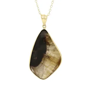 18ct Yellow Gold Blue John Abstract Pear Necklace D