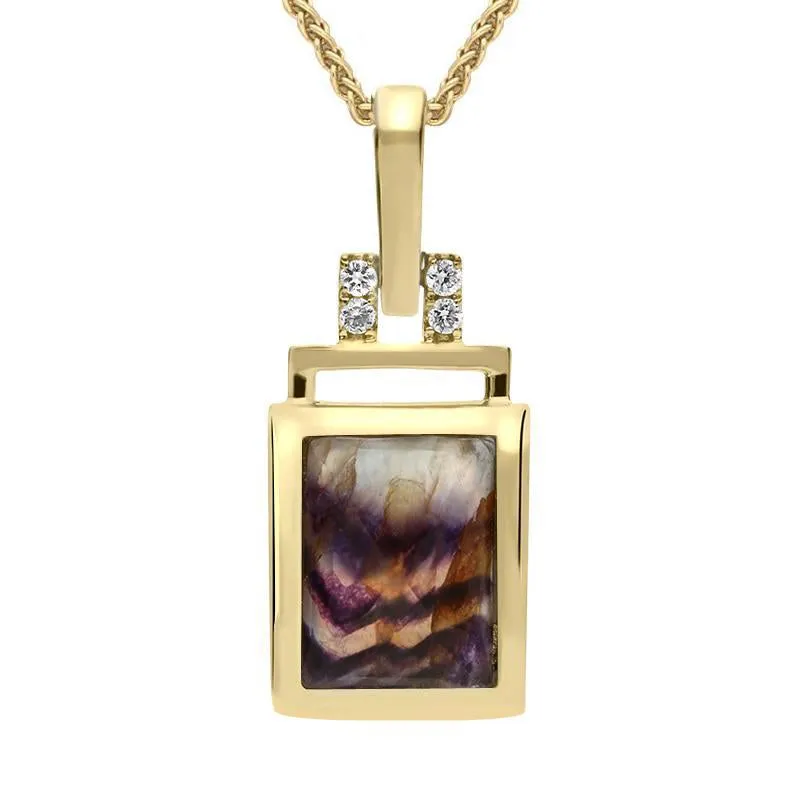 18ct Yellow Gold Blue John Diamond Oblong Shaped Necklace