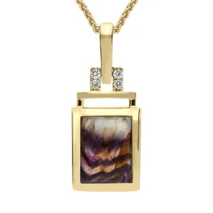 18ct Yellow Gold Blue John Diamond Oblong Shaped Necklace