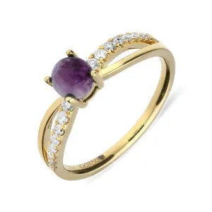 18ct Yellow Gold Blue John Diamond Split Shoulder Ring