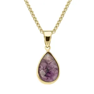 18ct Yellow Gold Blue John Faceted Pear Necklace