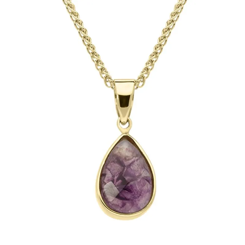 18ct Yellow Gold Blue John Faceted Pear Necklace