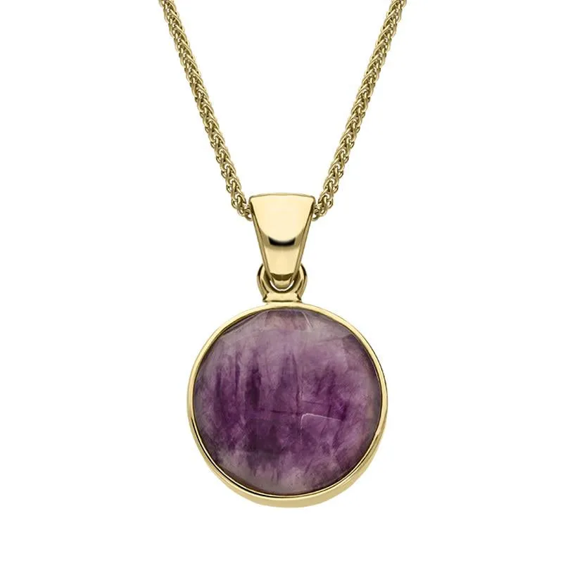 18ct Yellow Gold Blue John Faceted Round Necklace D