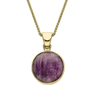 18ct Yellow Gold Blue John Faceted Round Necklace D
