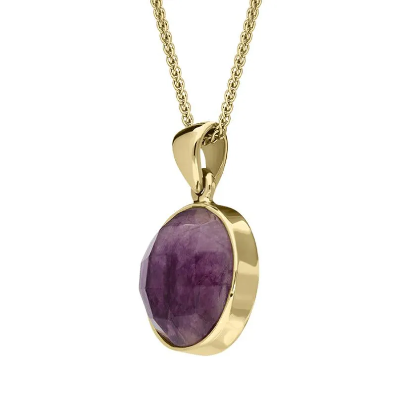 18ct Yellow Gold Blue John Faceted Round Necklace D