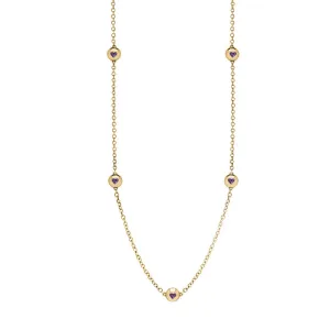 18ct Yellow Gold Blue John Heart Link Disc Chain Necklace