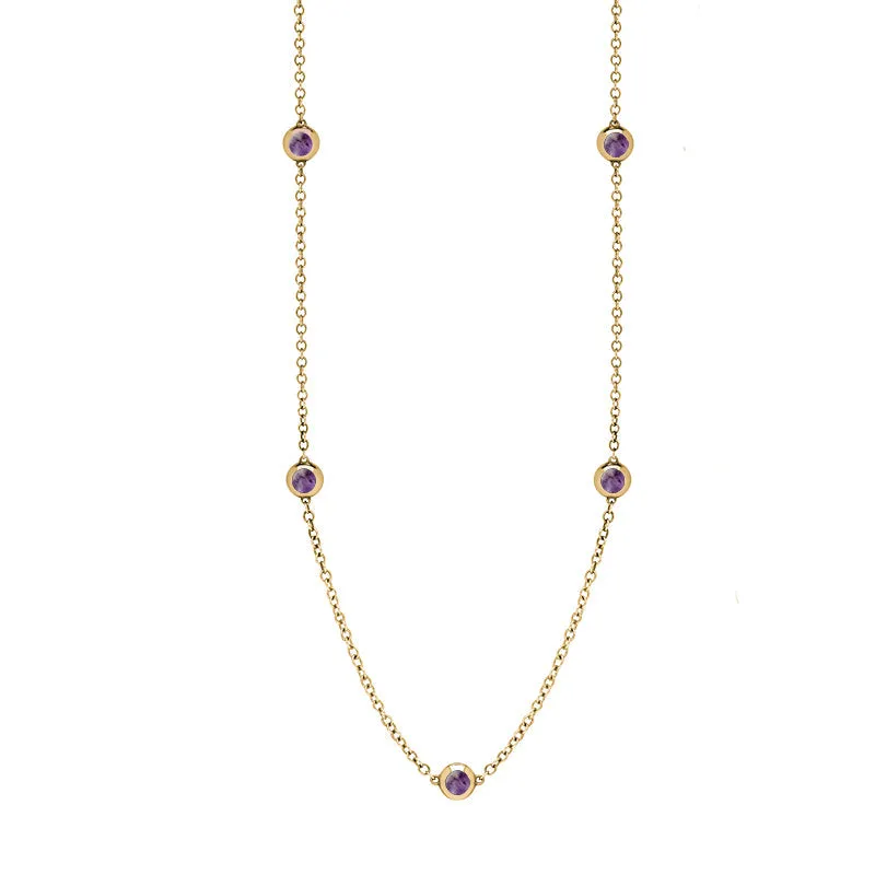 18ct Yellow Gold Blue John Heart Link Disc Chain Necklace