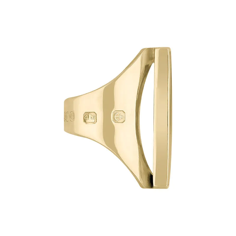 18ct Yellow Gold Blue John King's Coronation Hallmark Large Oblong Ring D