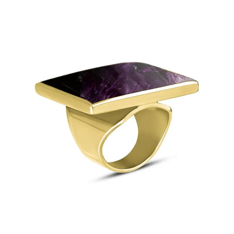 18ct Yellow Gold Blue John Large Square Ring