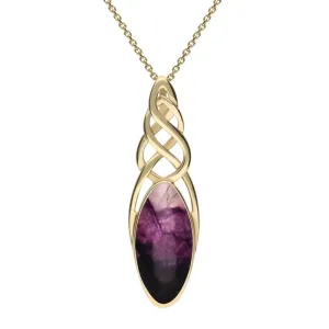 18ct Yellow Gold Blue John Long Marquise Celtic Necklace D