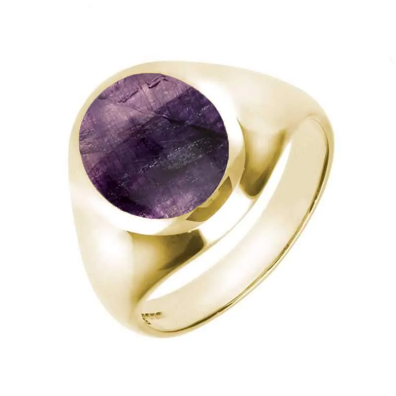 18ct Yellow Gold Blue John Medium Oval Signet Ring