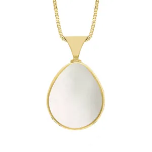 18ct Yellow Gold Blue John Mother of Pearl Queens Jubilee Hallmark Double Sided Pear-shaped Necklace D