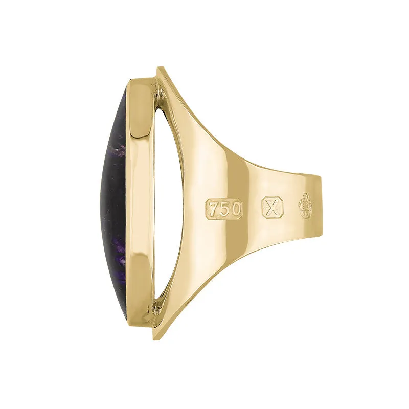 18ct Yellow Gold Blue John Queen's Jubilee Hallmark Large Oval Ring D