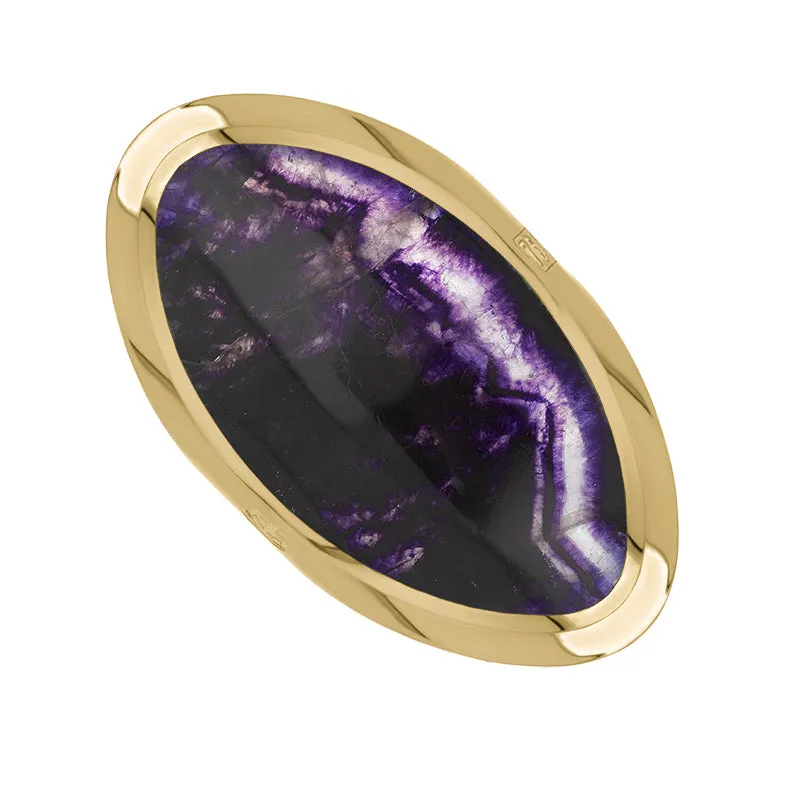 18ct Yellow Gold Blue John Queen's Jubilee Hallmark Large Oval Ring D