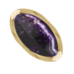 18ct Yellow Gold Blue John Queen's Jubilee Hallmark Large Oval Ring D