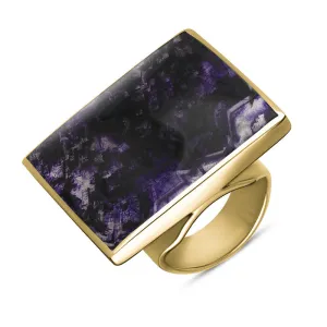 18ct Yellow Gold Blue John Queen's Jubilee Hallmark Large Square Ring D