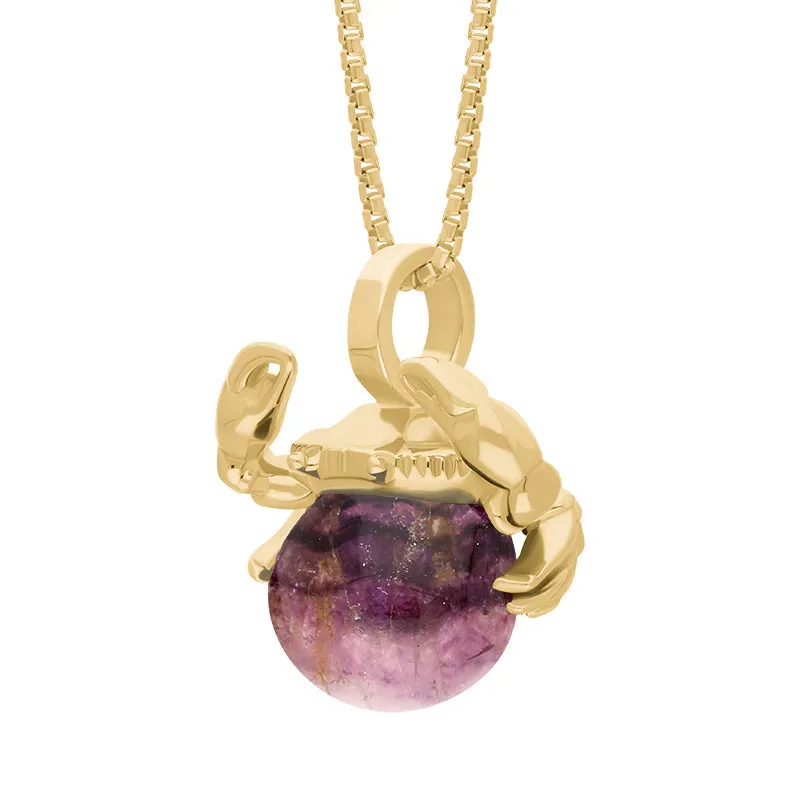 18ct Yellow Gold Blue John Zodiac Cancer 8mm Bead Pendant