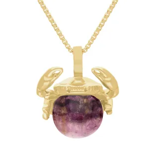 18ct Yellow Gold Blue John Zodiac Cancer 8mm Bead Pendant